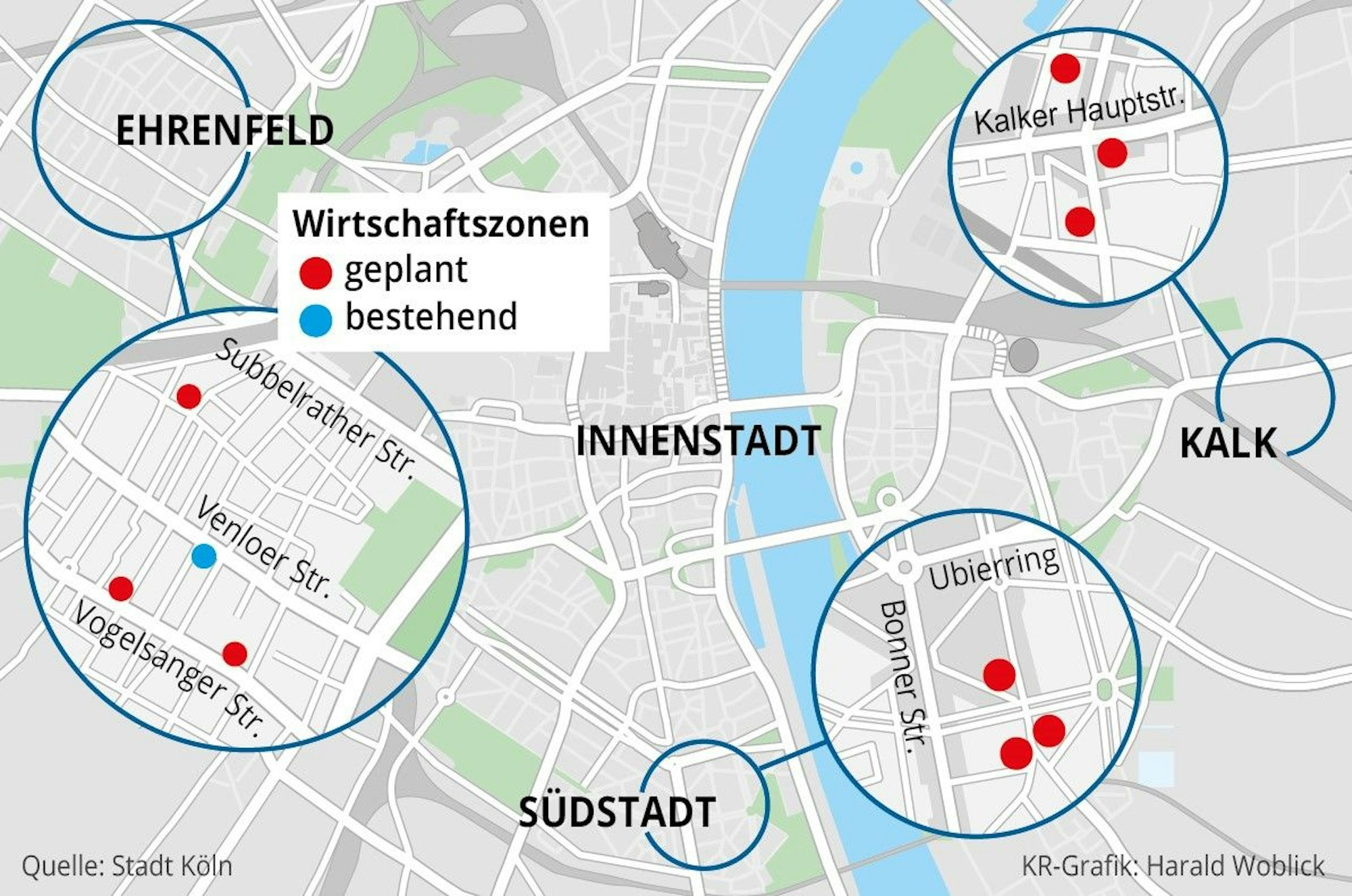 Auf einer Karte sind Standorte für die neuen Wirtschaftszonen eingezeichnet.