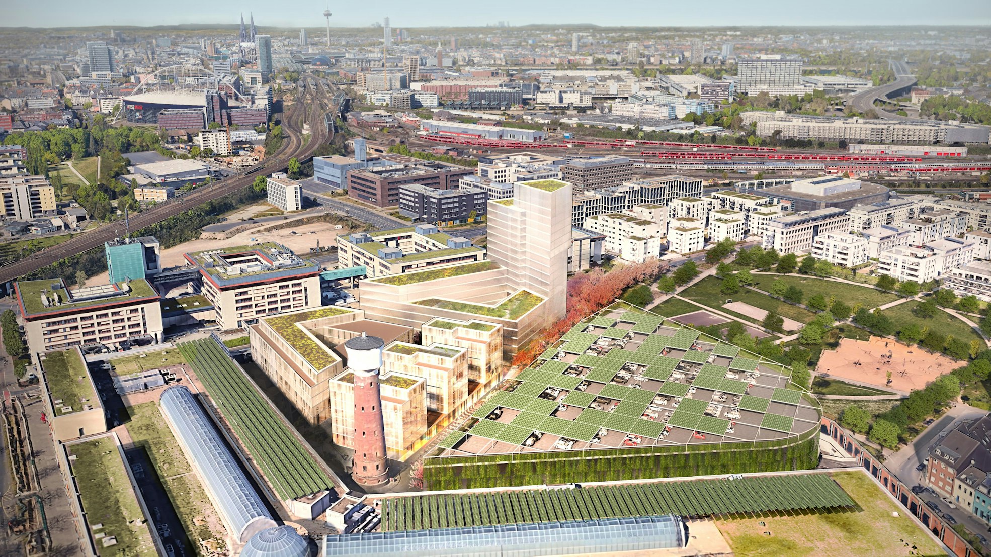 Eine Vorstudie von ASTOC Architects and Planners für Auftraggeber Westfield zu einem neuen Mixed-Use-Quartier an den Köln Arcaden in Kalk. Dies ist nur eine Vorstudie, der Architektenwettbewerb wird neue, genauere Visualsierungen mit sich bringen. Stand Januar 2025. Im April 2025 soll es genauere Vorstellungen geben.