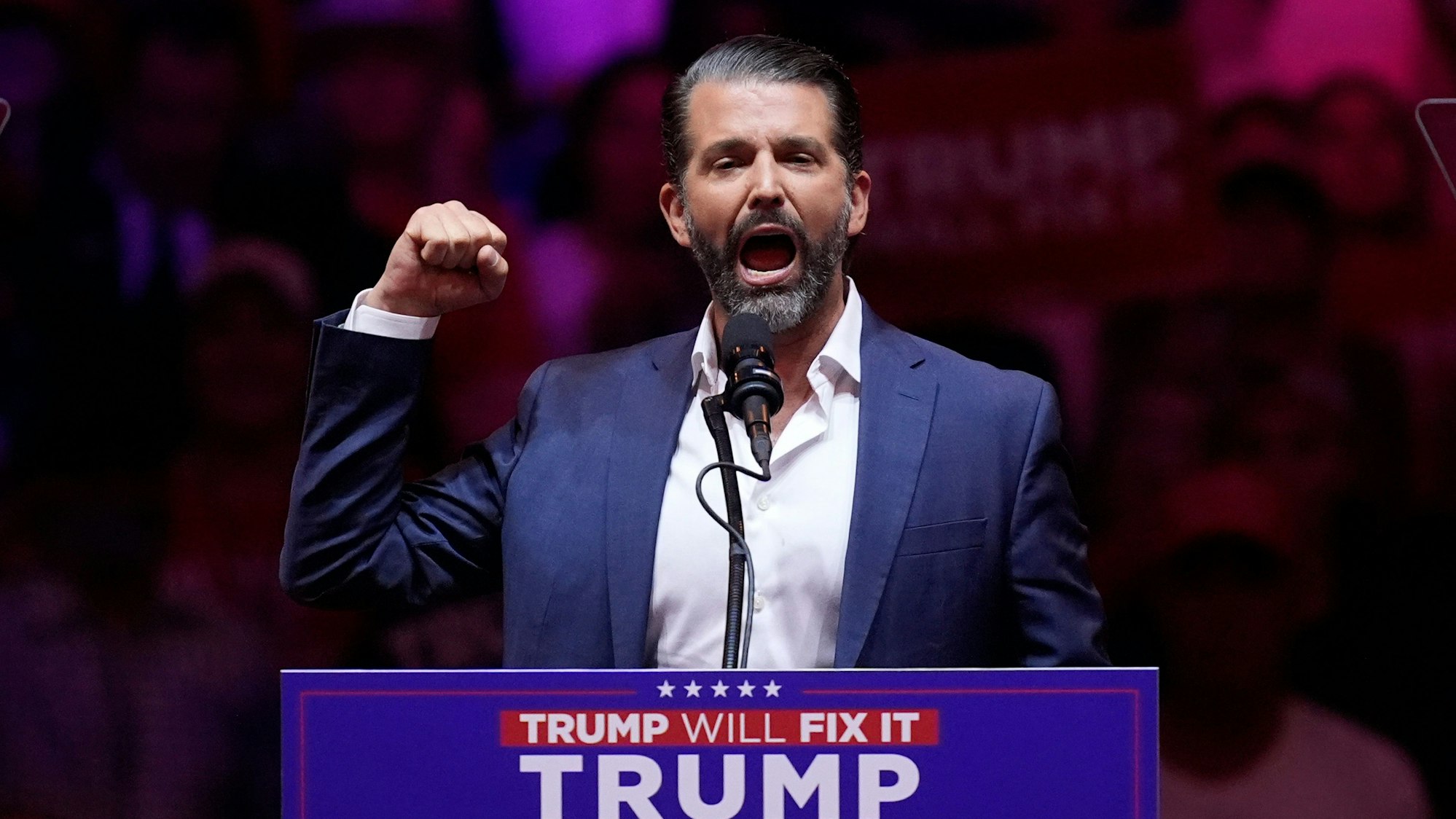 Donald Trump Jr. spricht bei einer Wahlkampfveranstaltung im Oktober 2024 im Madison Square Garden in New York. (Archivbild)