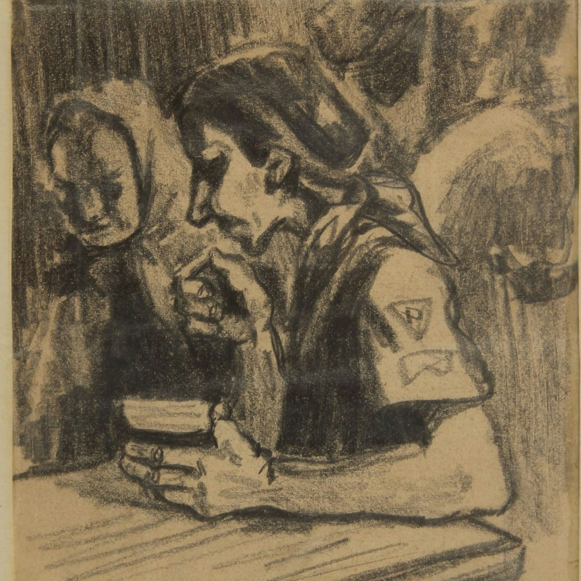 Das Bild zeigt eine Bleistiftzeichnung einer politischen Gefangenen aus Polen im KZ Ravensbrück.