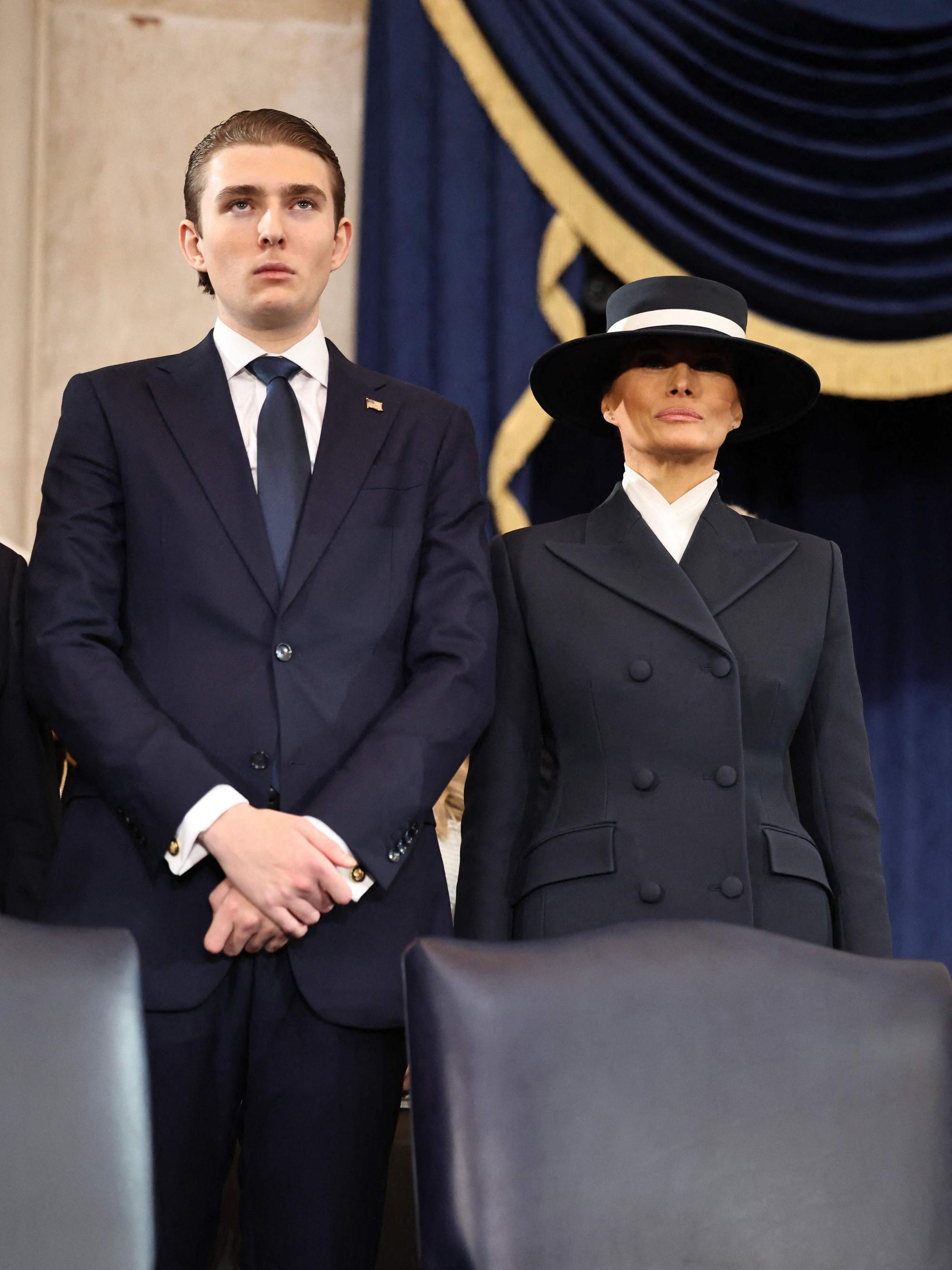 Melania Trump und ihr Sohn Barron bei der Amtseinführung von Donald Trump.