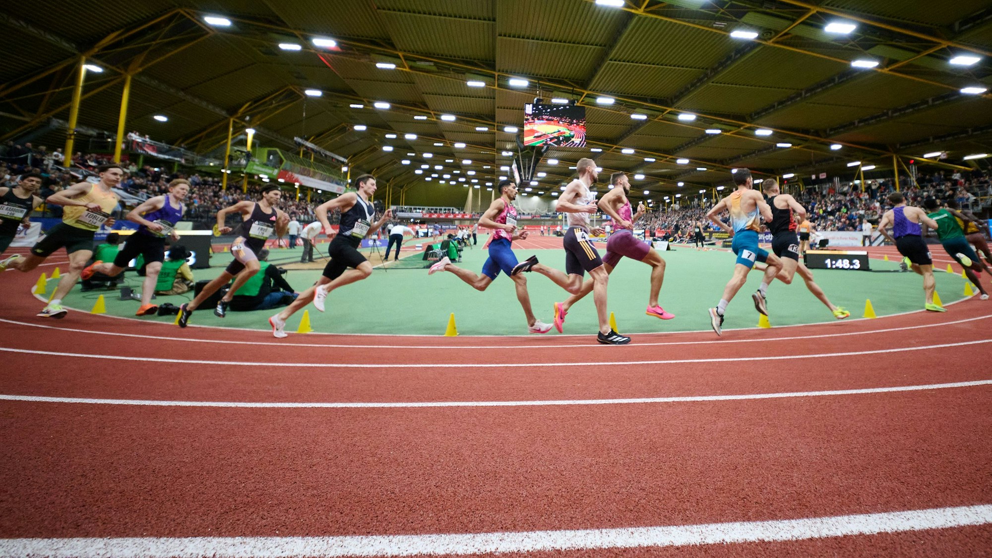 Das Bild zeigt Läufer auf einer Laufbahn.