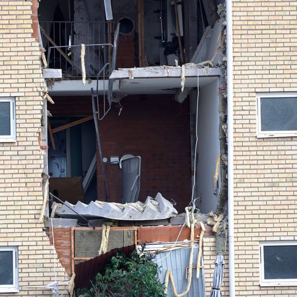Schäden, die durch eine Explosion in einem Wohnhaus im Stadtteil Ekholmen in Linköping verursacht wurden.