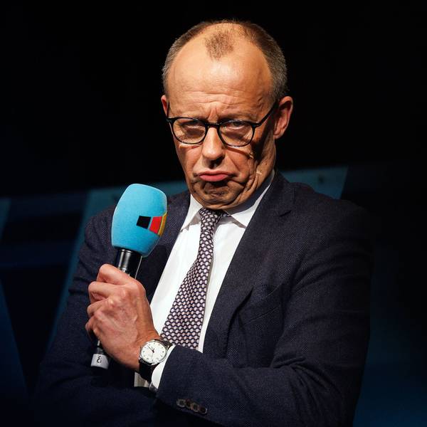 Der Kanzlerkandidat der Union, Friedrich Merz, bei einer Wahlkampfveranstaltung.