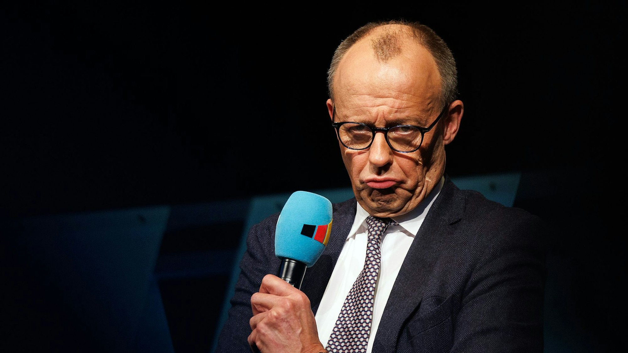 Der Kanzlerkandidat der Union, Friedrich Merz, bei einer Wahlkampfveranstaltung.