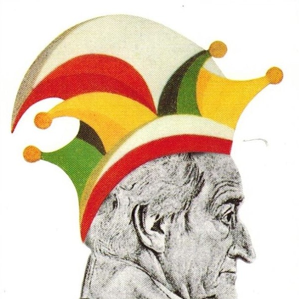 Johann Wolfgang von Goethe mit Narrenkappe