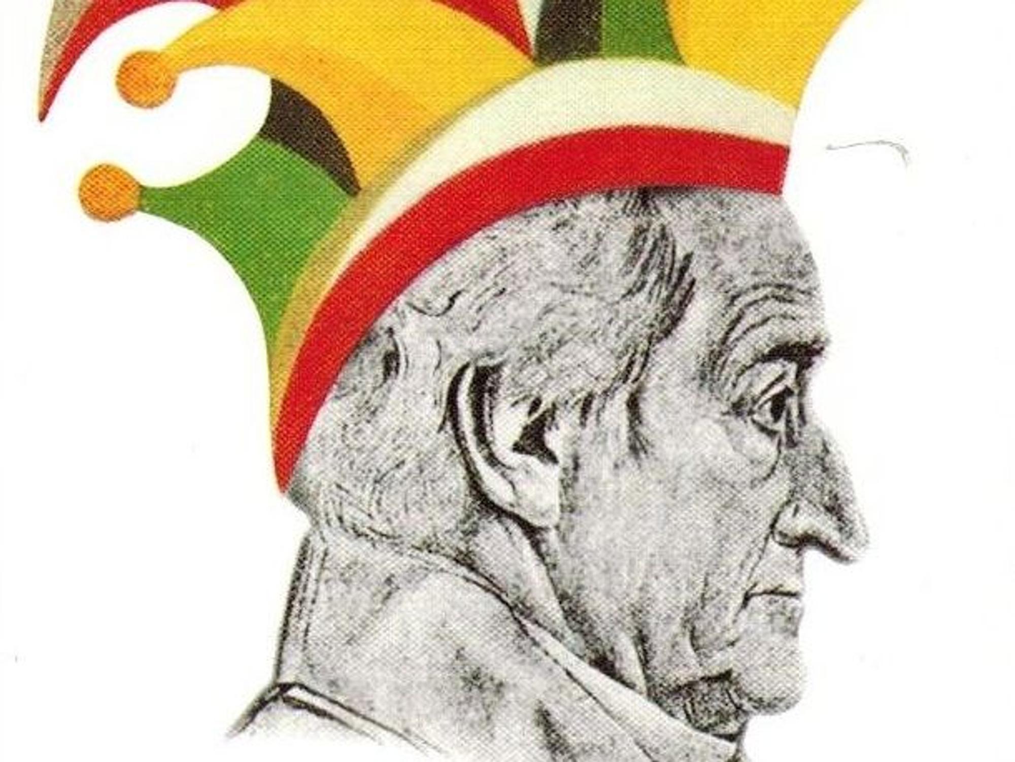 Johann Wolfgang von Goethe mit Narrenkappe