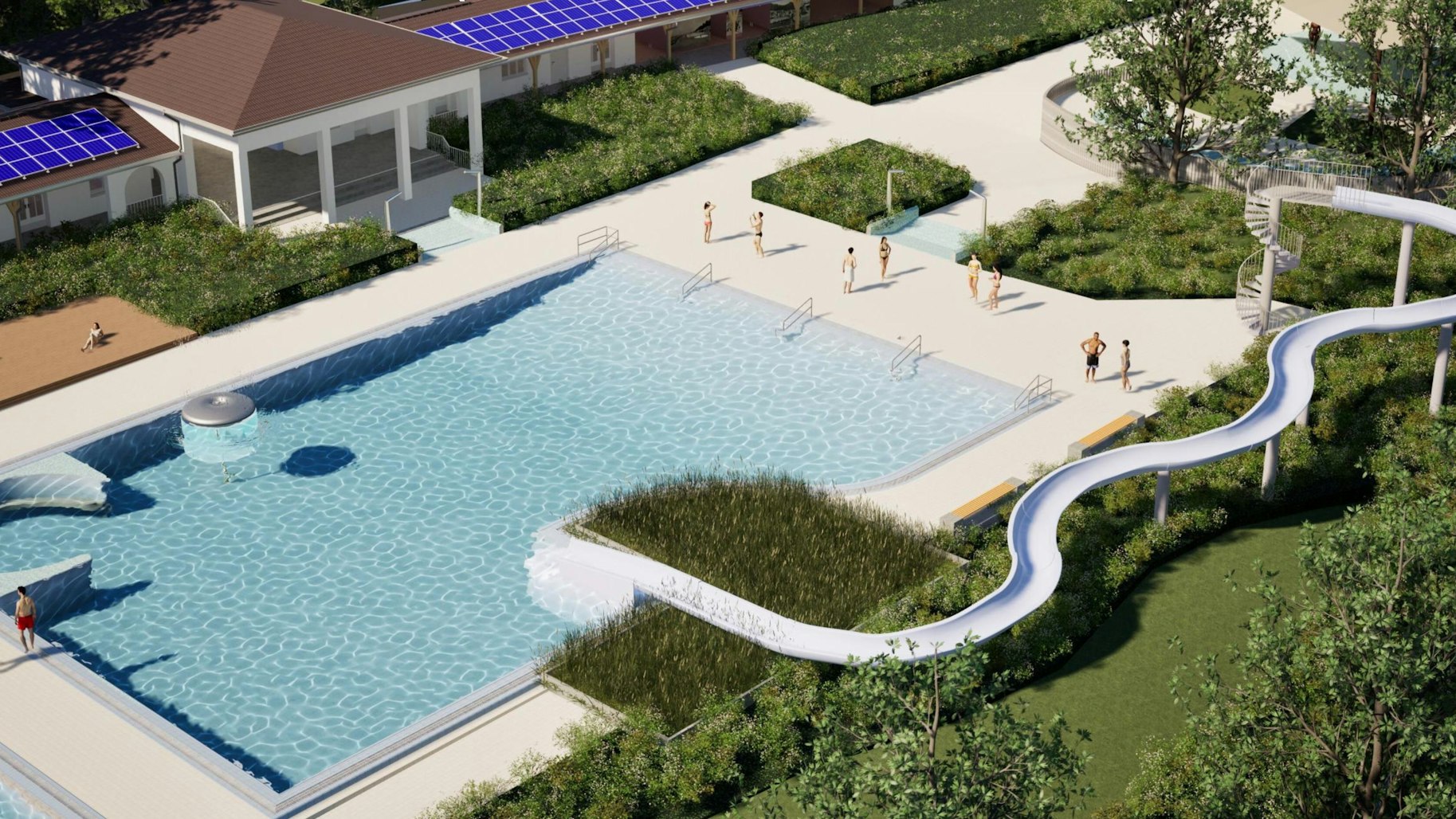 Eine Visualisierung des künftigen Freibades in Königswinter