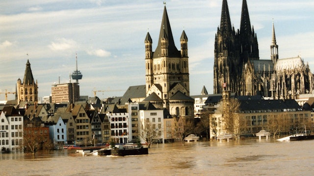 Hochwasser in der Kölner Altstadt am 30. Januar 1995