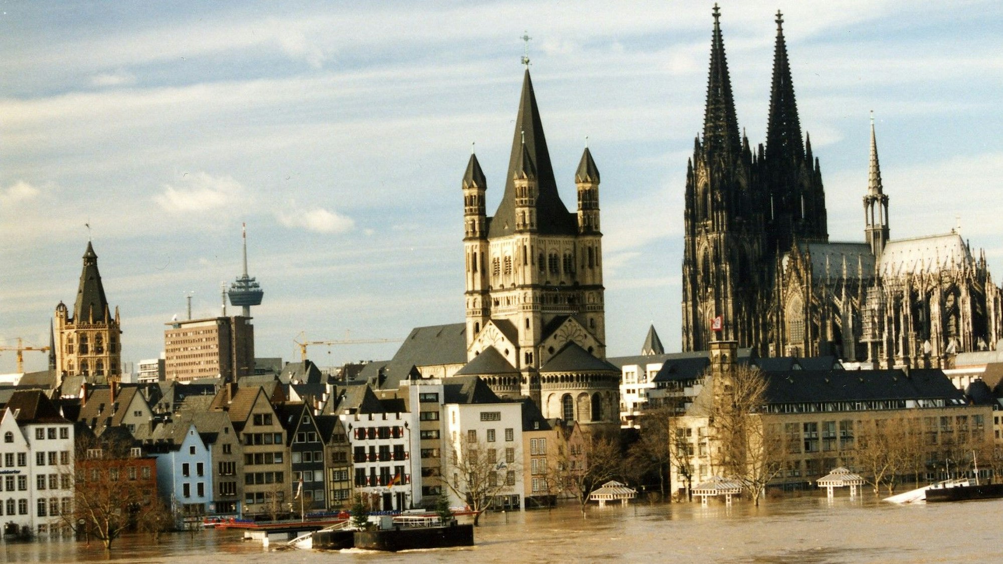 Hochwasser in der Kölner Altstadt am 30. Januar 1995