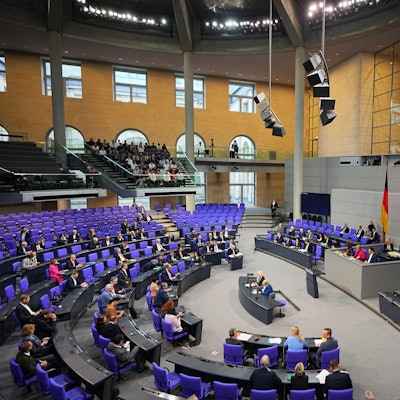 Übersicht über den Plenarsaal im Bundestag.