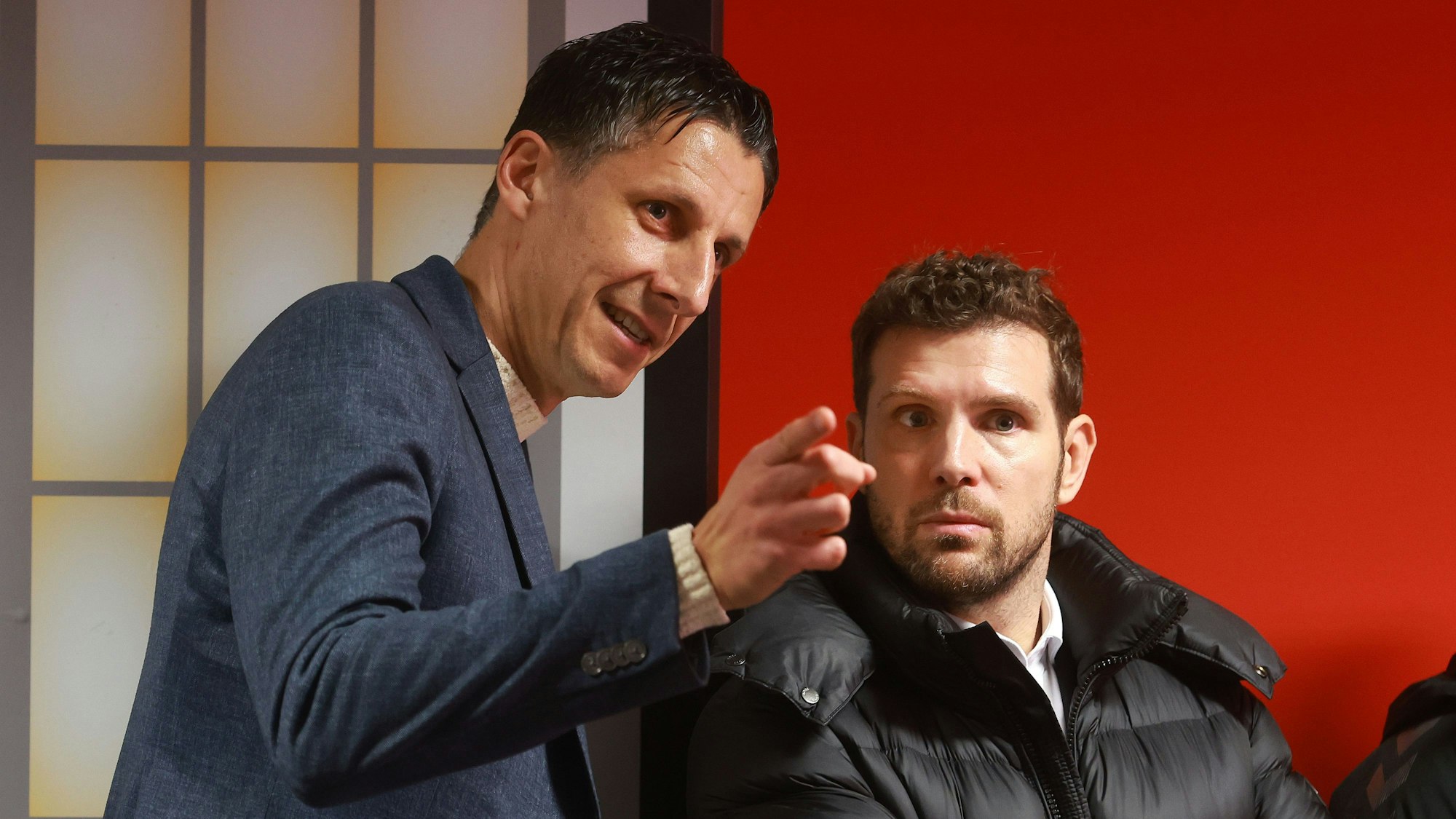 1. FC Köln vs. SV Elversberg, 19. Spieltag, 25.01.2025, 13.00 Uhr, Pressekonferenz, von links: Christian Keller, Till Müller (1. FC Köln), Bild: Herbert Bucco