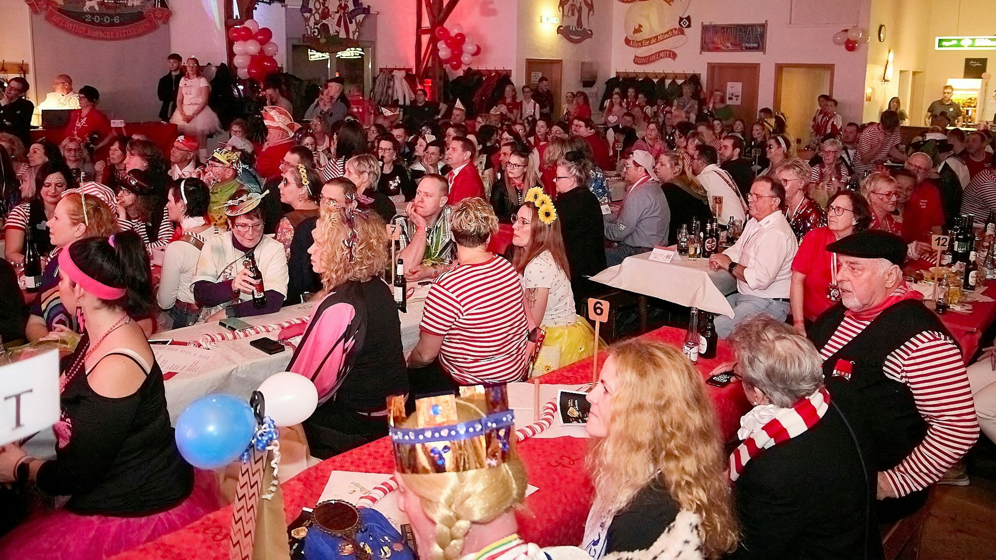 Das Bild zeigt zahlreiche Jecke während der Sitzung in Nettersheim.