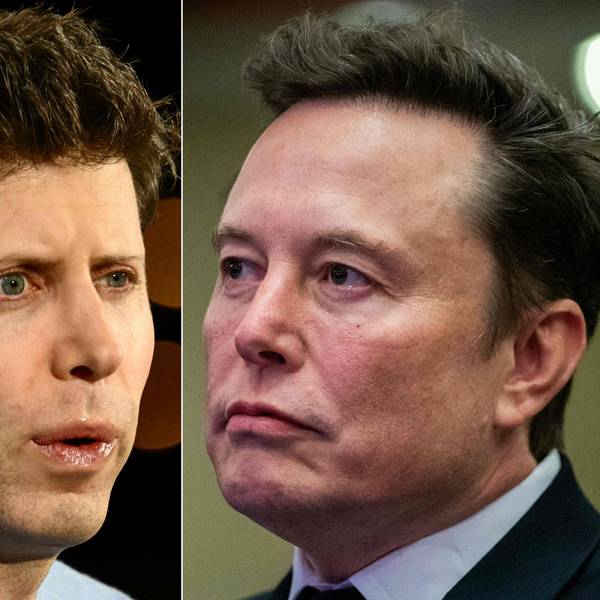 Elon Musk (r.) führt schon länger eine Fehde gegen OpenAI-Chef Sam Altman.