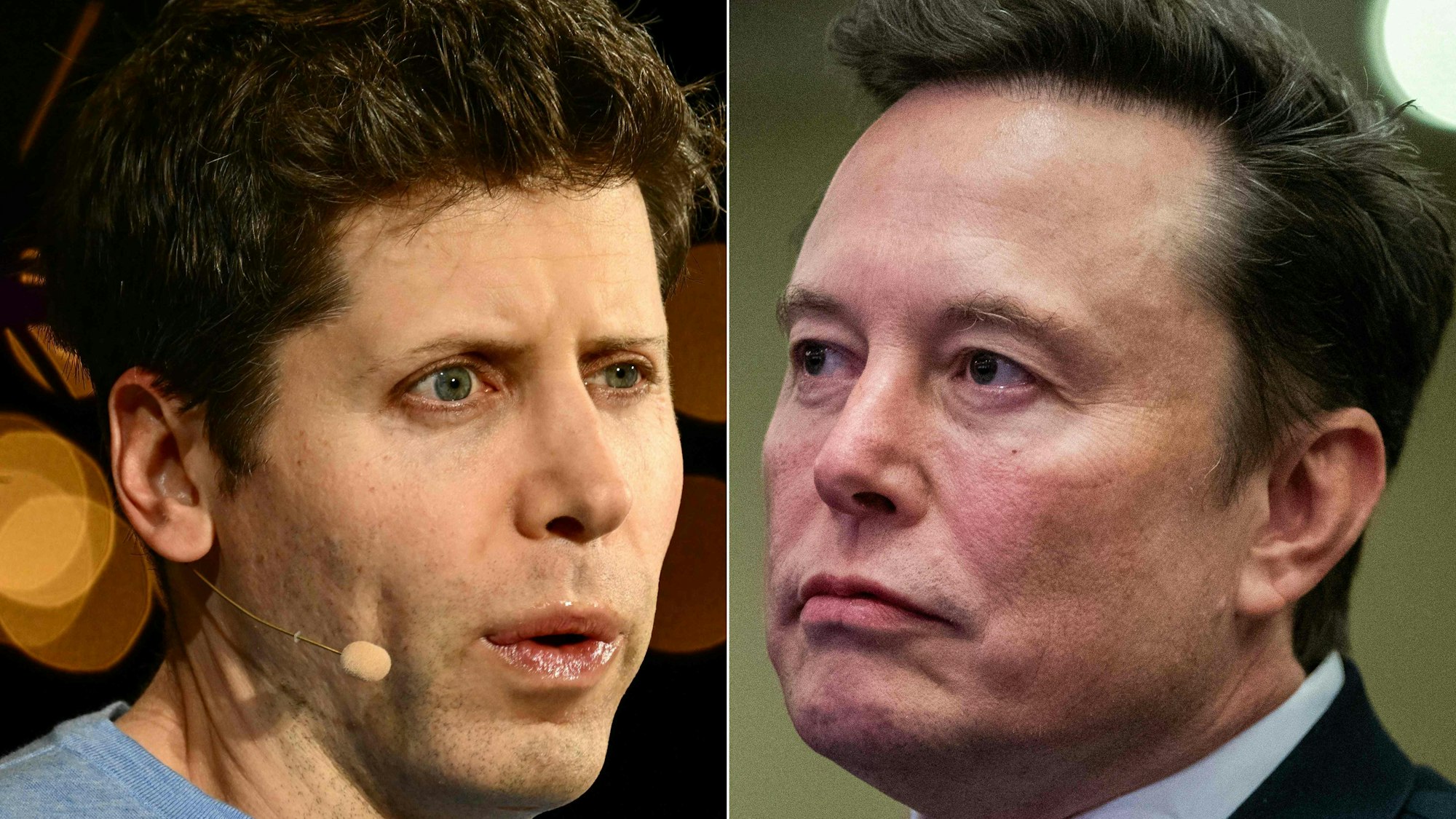 Elon Musk (r.) führt schon länger eine Fehde gegen OpenAI-Chef Sam Altman.