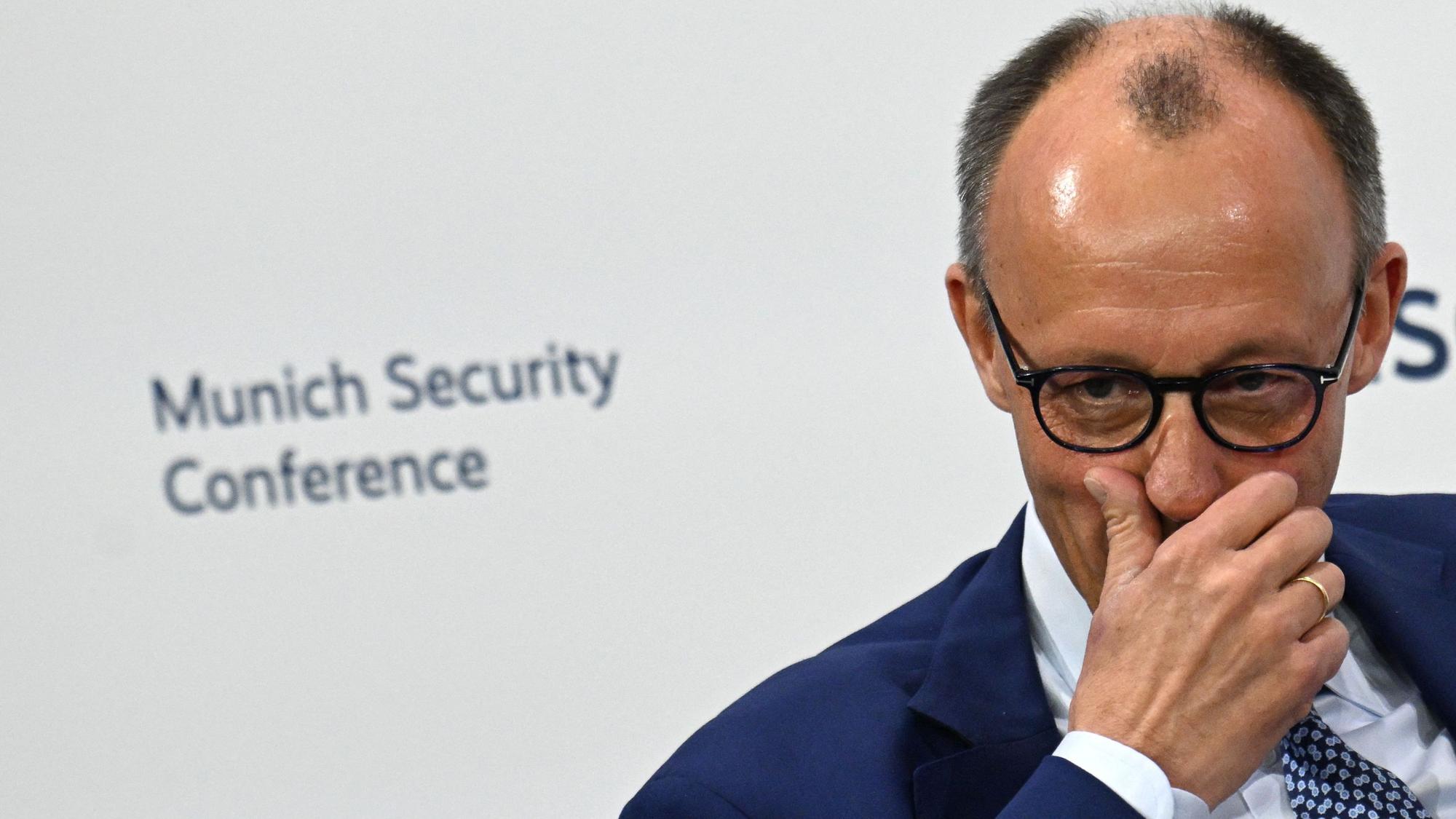 Friedrich Merz, Unions-Kanzlerkandidat und CDU-Bundesvorsitzender, spricht während der 61. Münchner Sicherheitskonferenz (MSC).