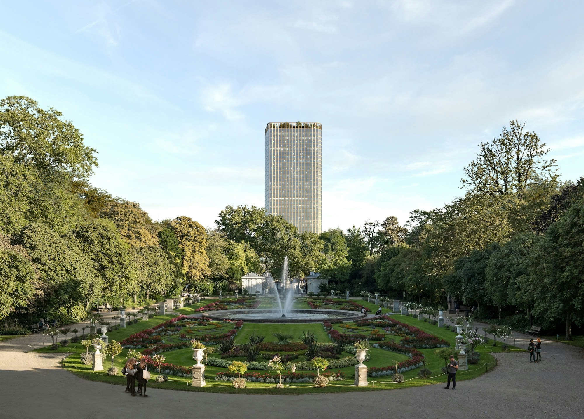 Grafik-Ansicht der JSWD-Architekten zum geplanten Neubau der DEVK-Zentrale an der Zoobrücke