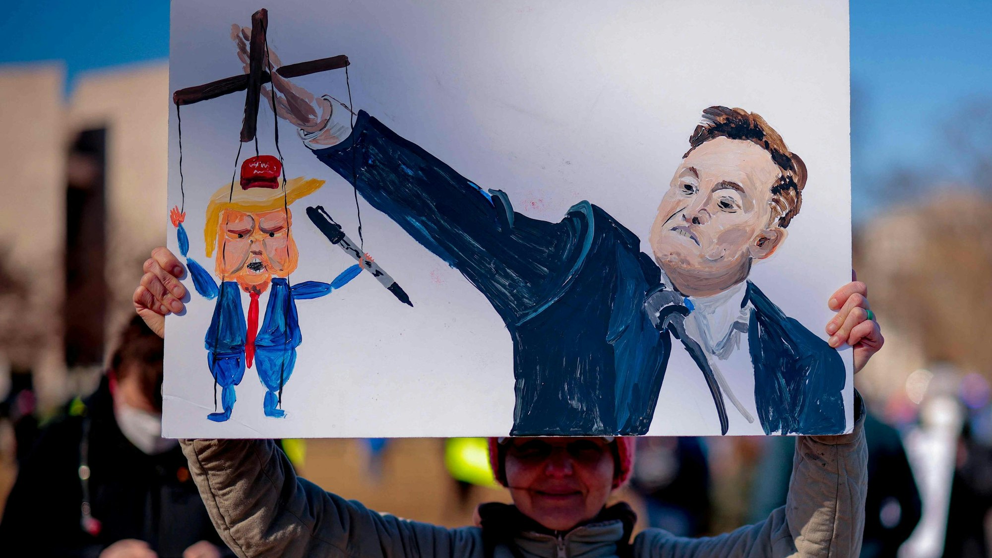 US-Bürger protestieren am Montag vor dem Capitol in Washington gegen den Kurs der Trump-Regierung und die Machtfülle von US-Milliardär Elon Musk.