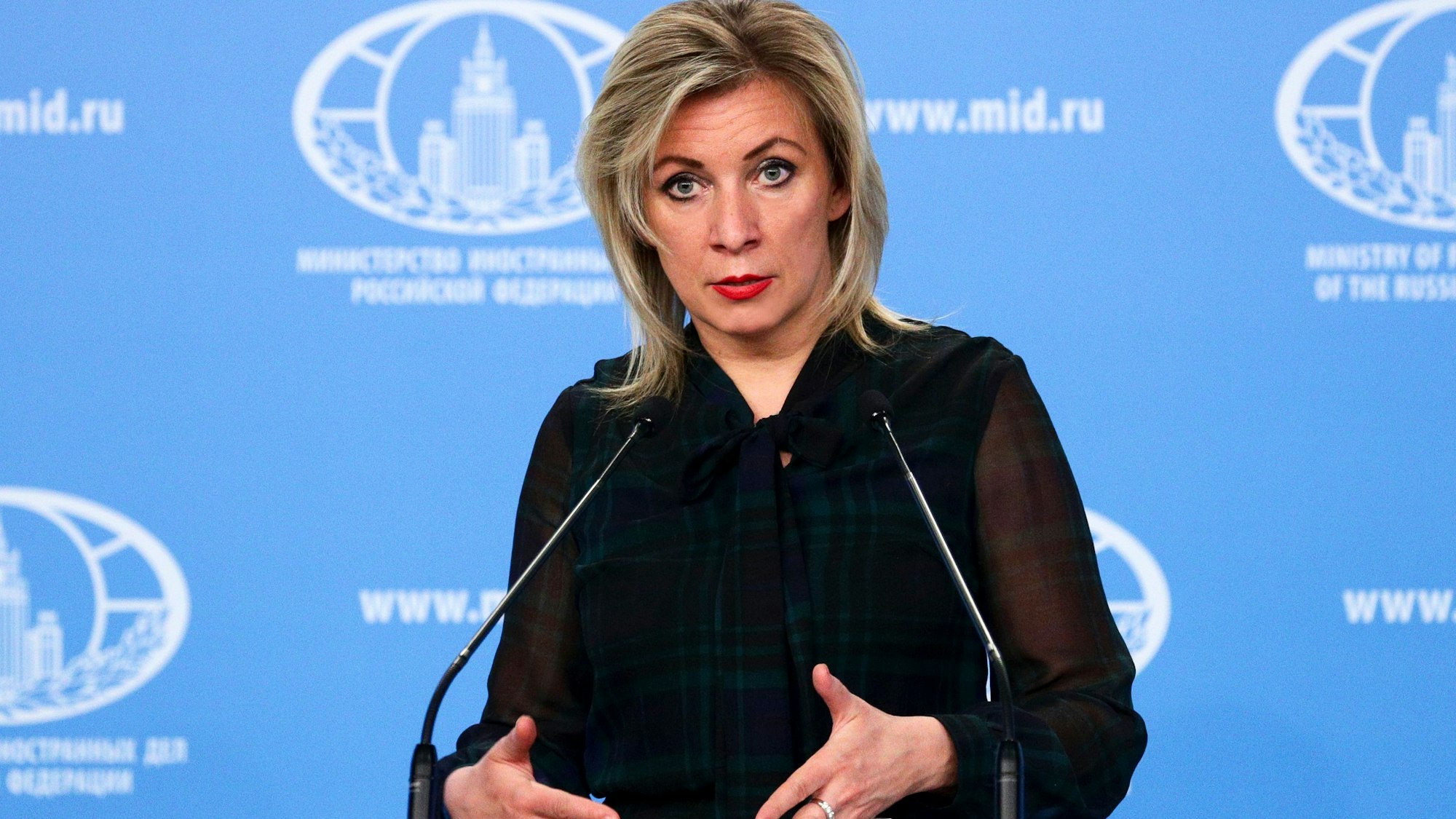 Maria Sacharowa, Sprecherin des russischen Außenministeriums, während eines Briefings. (Archivbild)