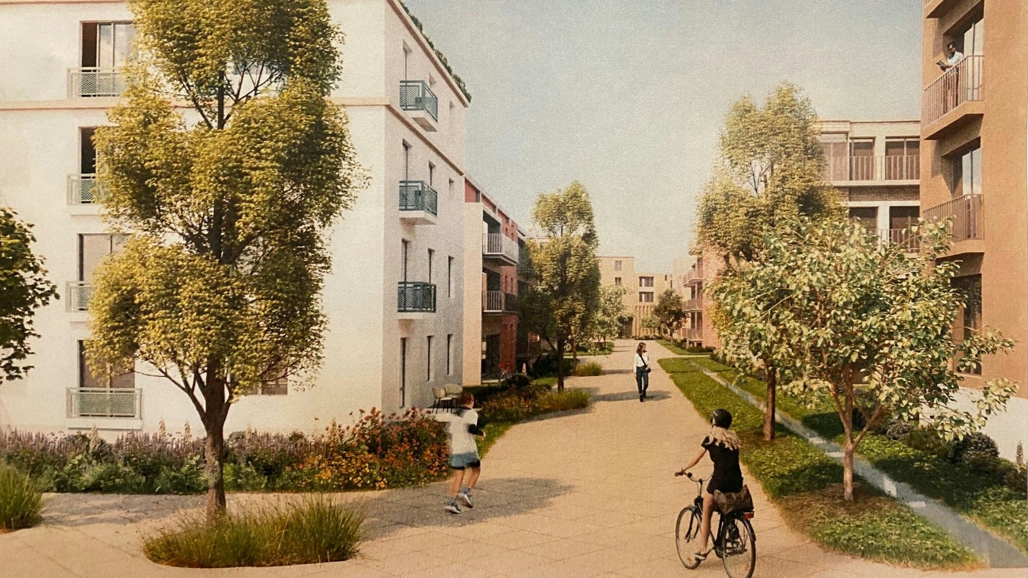 Zu sehen ist eine Visualisierung des geplanten Neubauviertels.