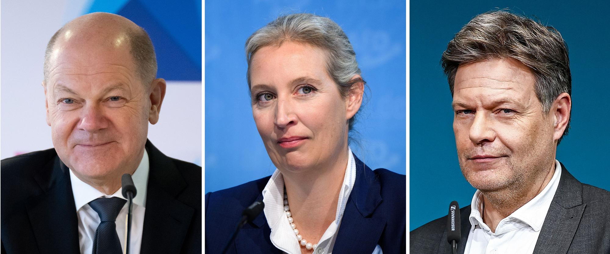 Am Samstagabend stellten sich Scholz, Habeck und Weidel noch bei einer Art Speed-Dating den Fragen von Bürgern.