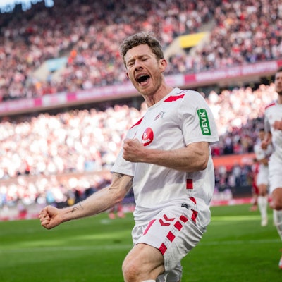 Kölns Torschütze Florian Kainz jubelt nach seinem Treffer zur 1:0 Führung.