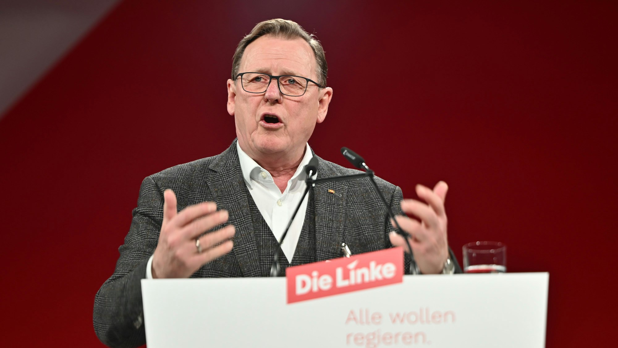 Bodo Ramelow, Direktkandidat der Linken im Wahlkreis 192, spricht während des Bundesparteitags der Linken im Januar 2025.