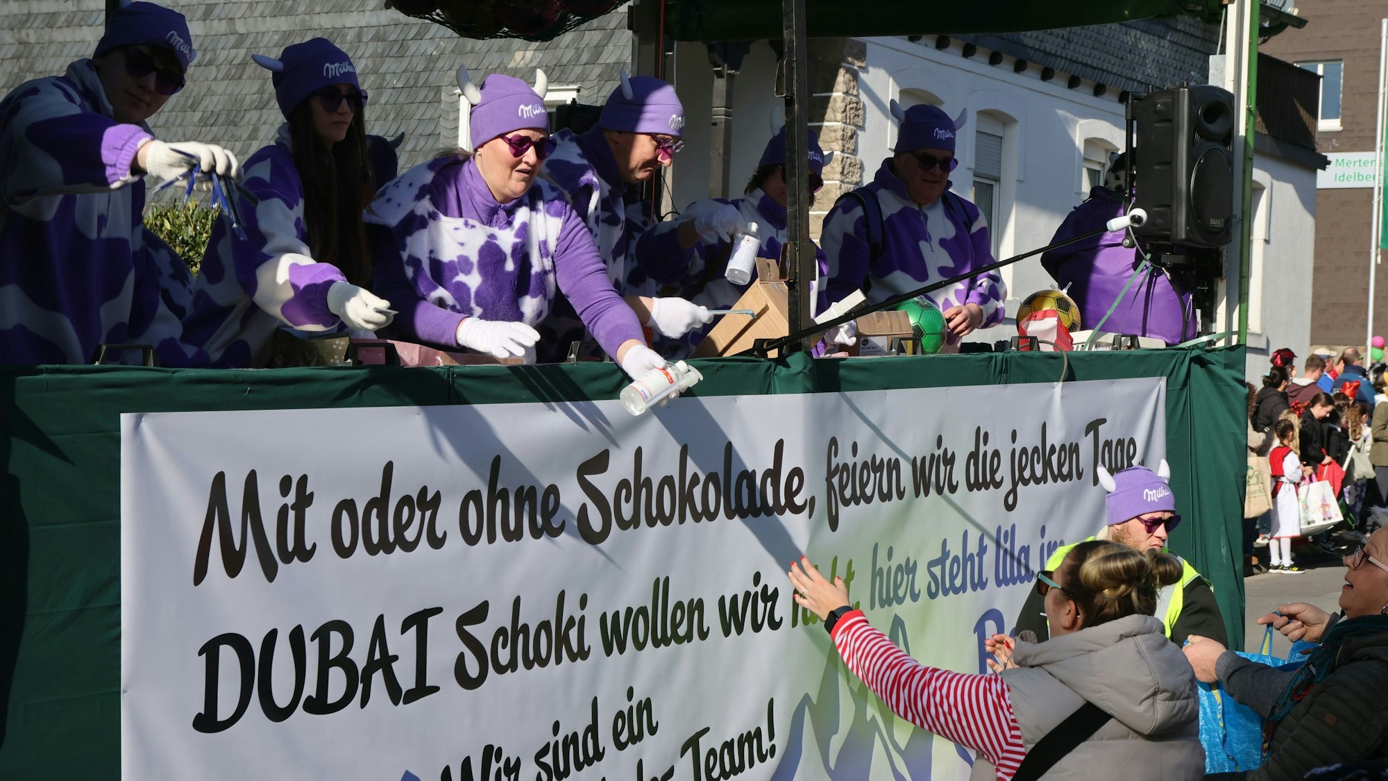 Eine Gruppe bei einem Karnevalszug.