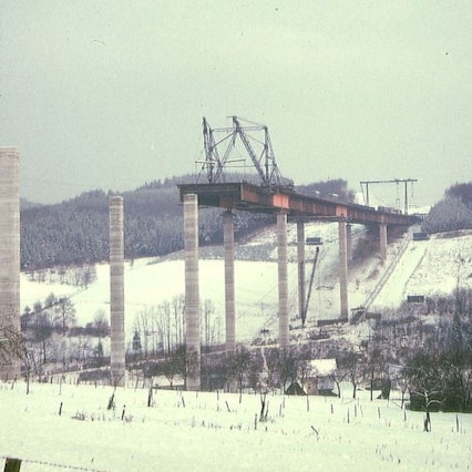 Die Wiehltalbrücke im Bau vor 55 Jahren.