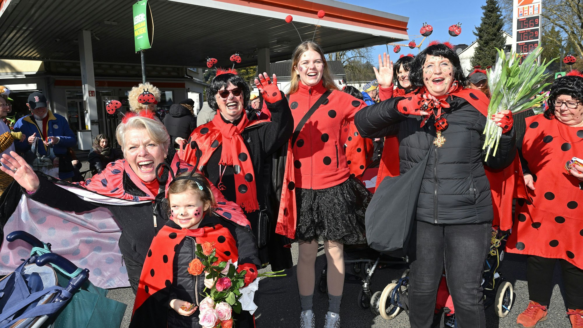 Als Glückskäfer kostümiert war die TVH-Frauengruppe im Hoffnungsthaler Karnevalszug unterwegs.