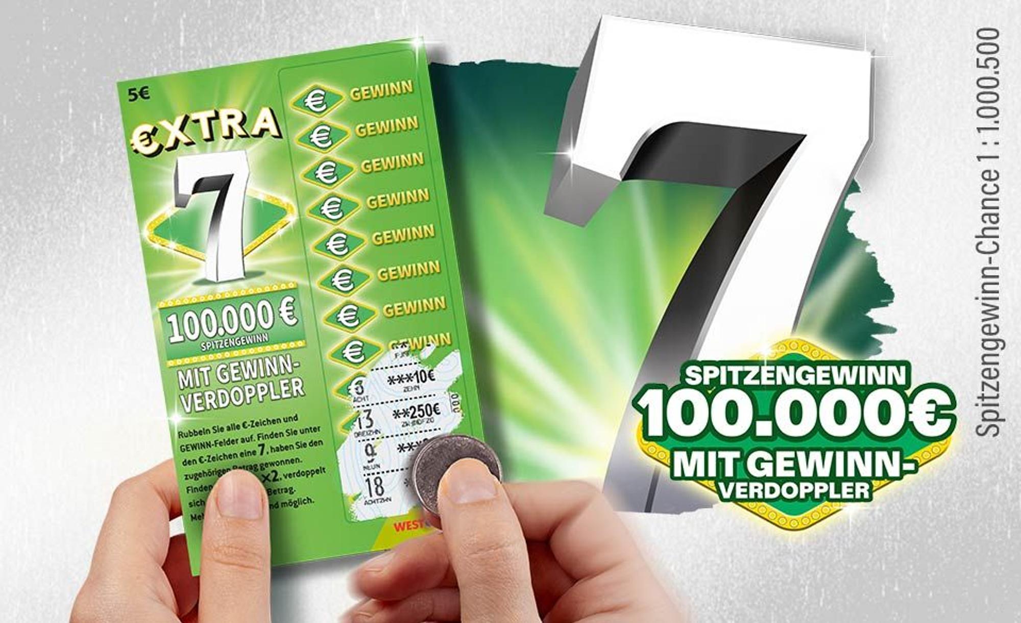 Die 7er-Familie bei den Rubbellosen von WestLotto wird größer: Ab sofort ist das Rubbellos Extra 7 erhältlich