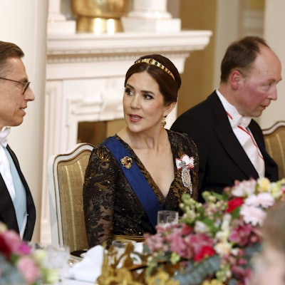Der Präsident der Republik Finnland Alexander Stubb L. und Königin Mary von Dänemark beim Galadinner.