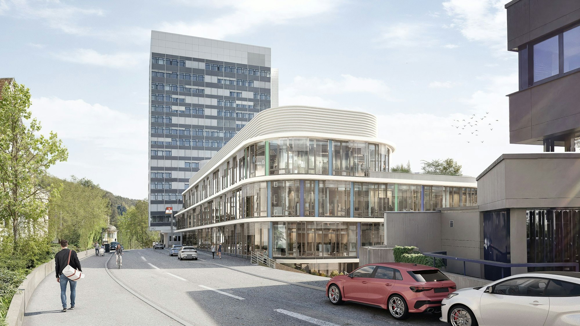 Ansichtsskizze des Kreishausneubaus.