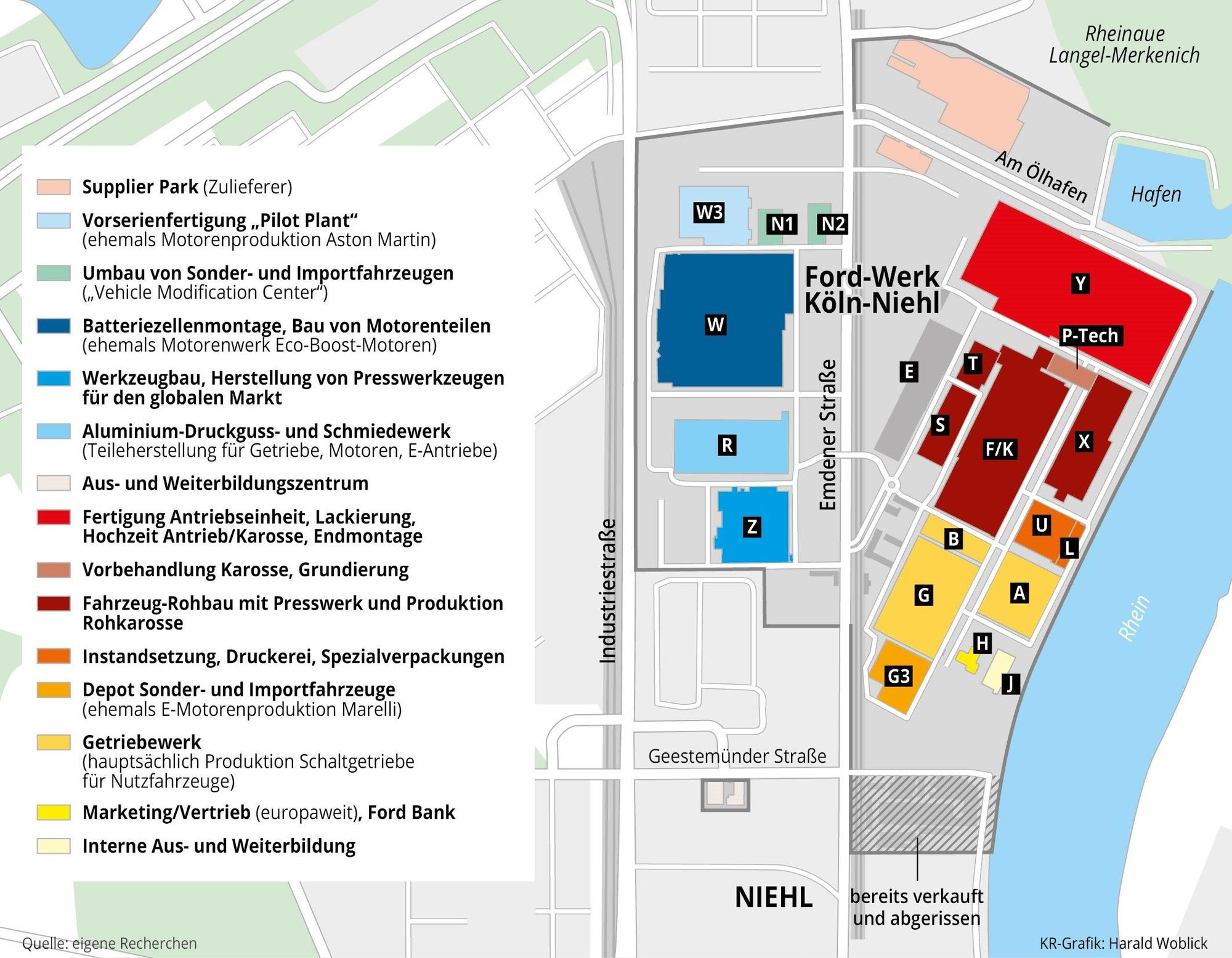 Lageplan der Ford-Werke in Köln-Niehl