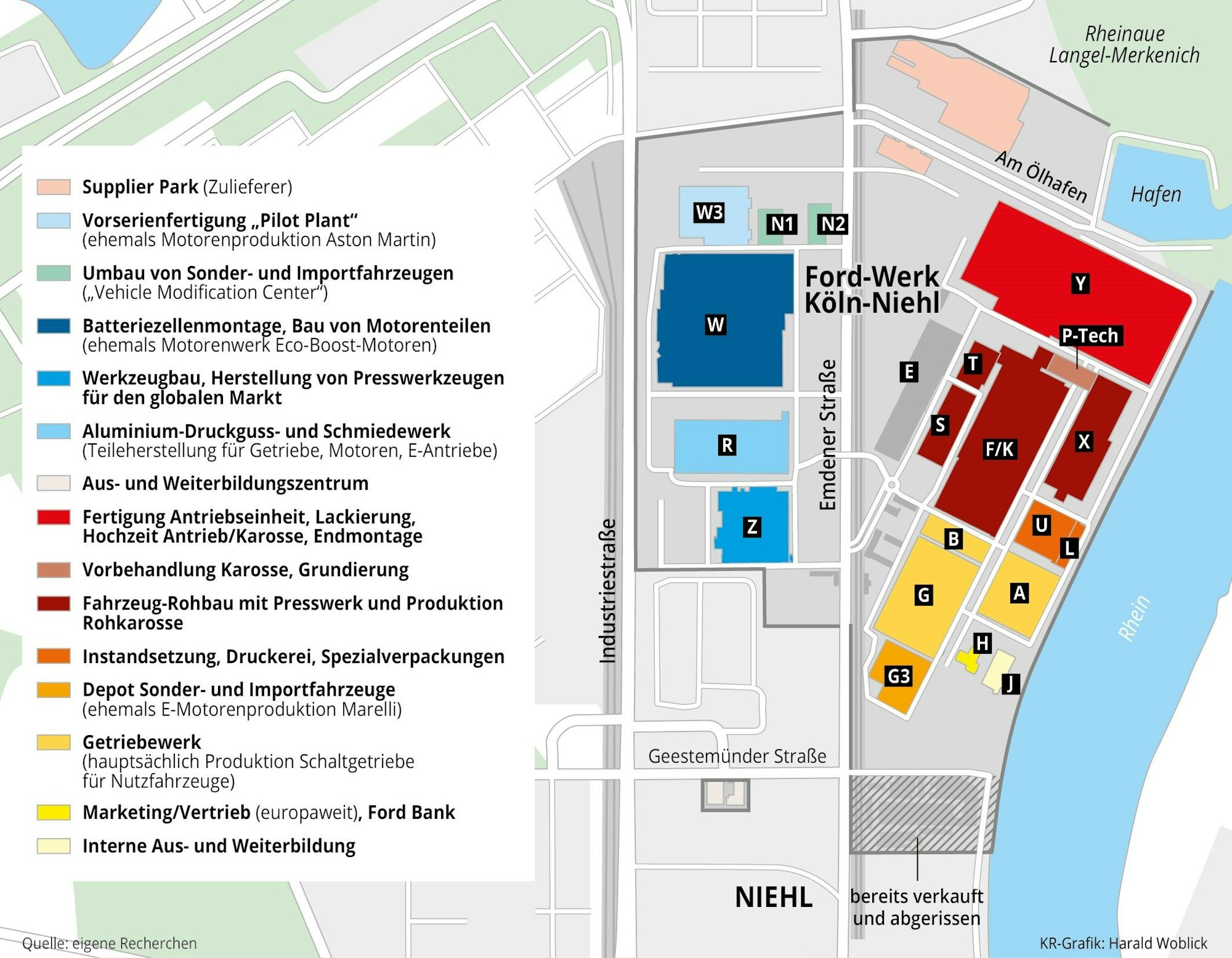 Lageplan der Ford-Werke in Köln-Niehl