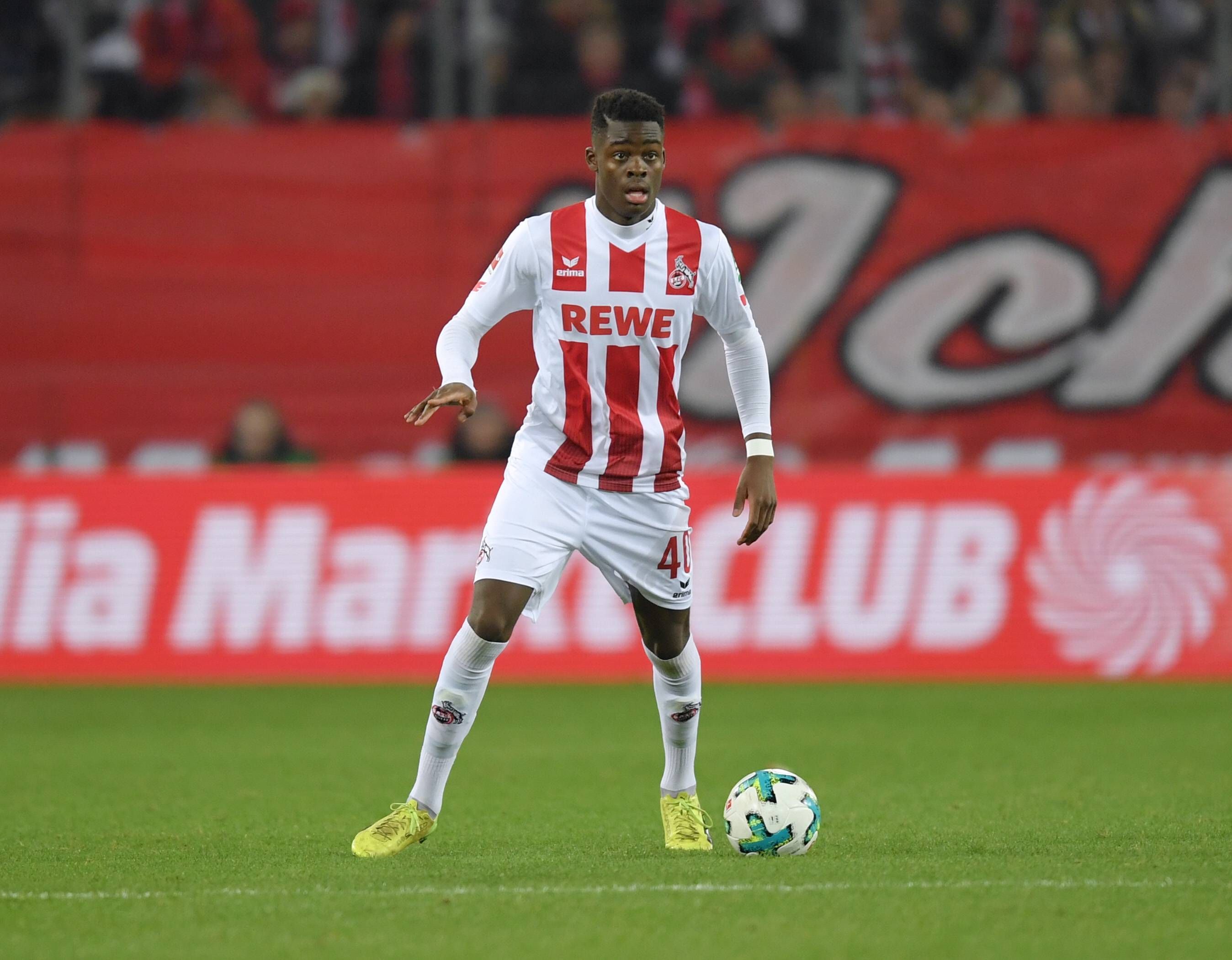 26.11.2017, Fussball GER, 1. Bundesliga Saison 2017 2018, 13. Spieltag, 1. FC Koeln - Hertha BSC Berlin 0:2, Yann Aurel Bisseck (1.FC Koeln) *** 26 11 2017 Soccer GER 1 Bundesliga Season 2017 2018 13 Round 1 FC Koeln Hertha BSC Berlin 0 2 Yann Aurel Bisseck 1 FC Koeln Team2