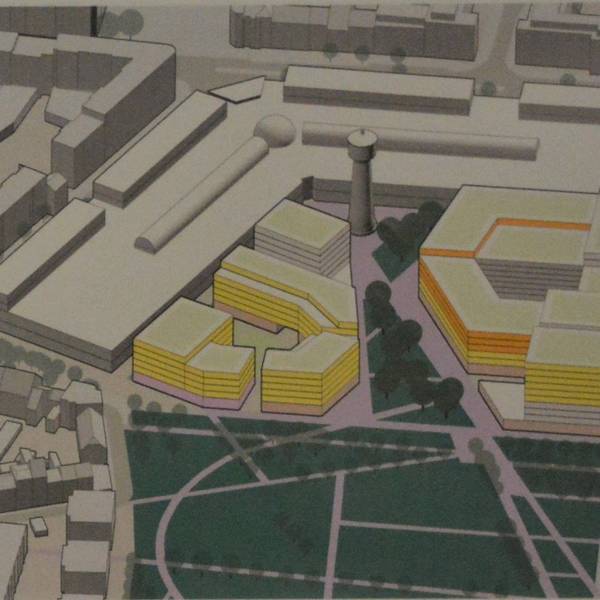 Visualisierung der Planungswerkstatt für das Areal zwischen den Köln-Arcaden und dem Bürgerpark.