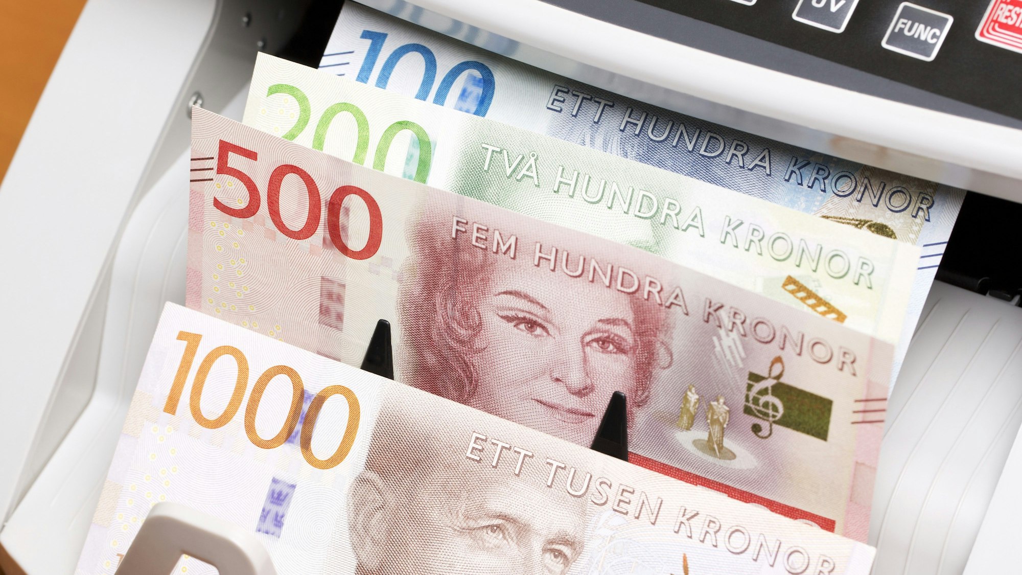 Swedish Crown in the counting machine, Swedish money - Crown in the counting machine, Swedish money - Crown in the counting machine, 24.11.2024,