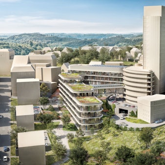 Visualisierung des geplanten erweiterten Kreishauses in Gummersbach.