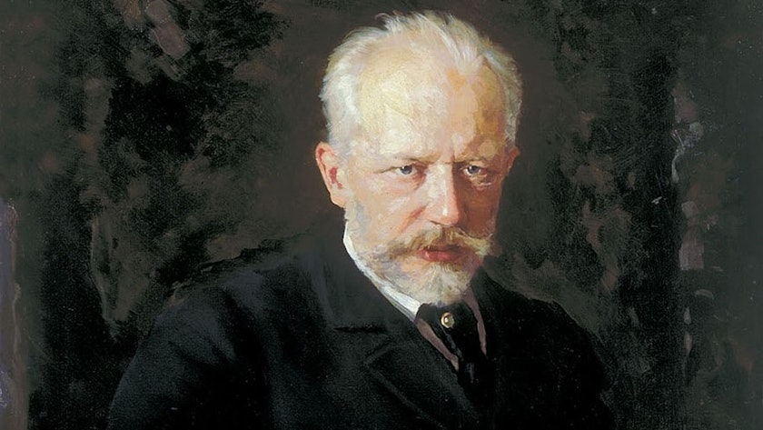 Ein Gemälde zeigt den russischen Komponisten Pjotr Iljitsch Tschaikowsky.