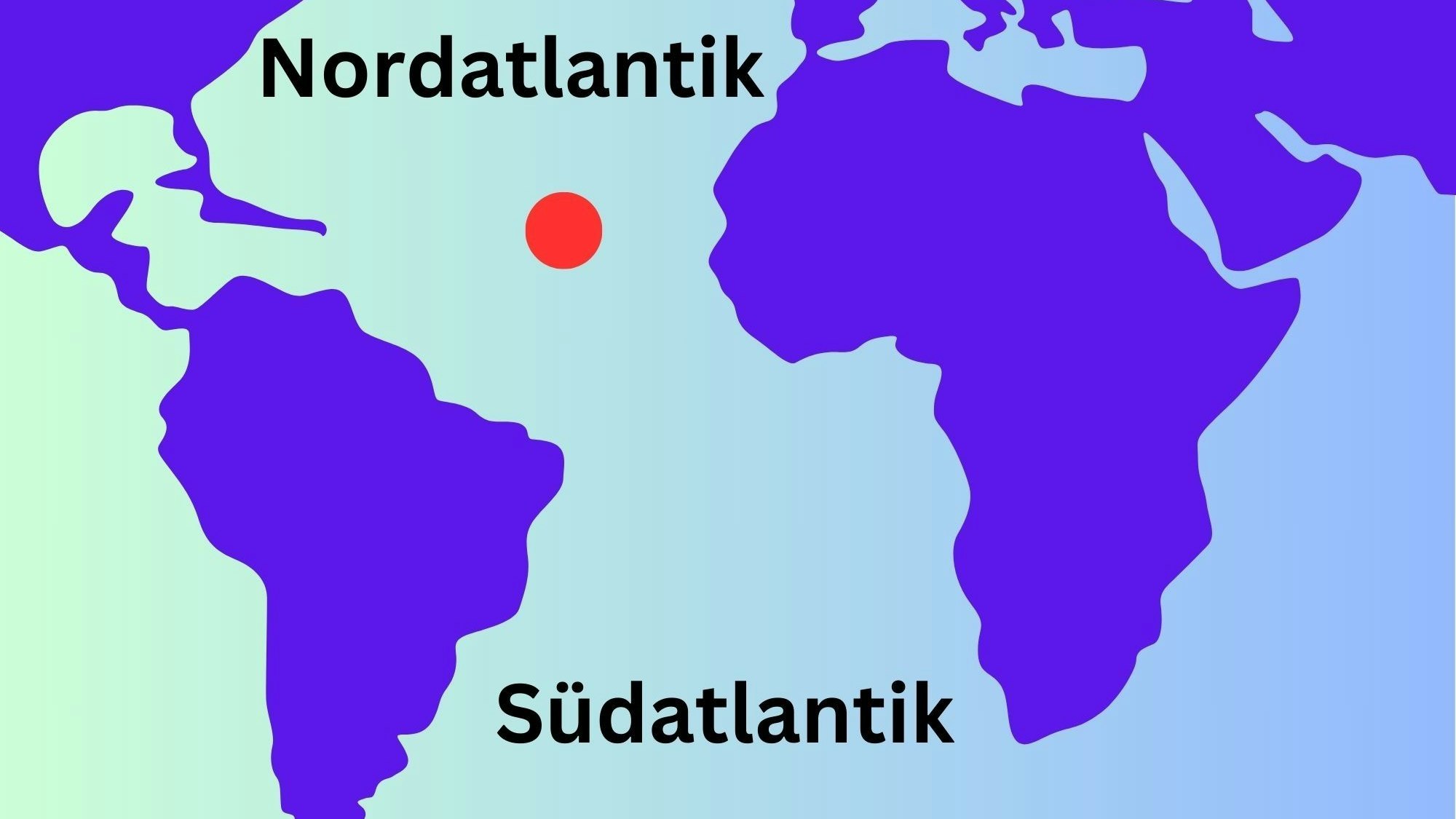 Der rote Punkt mitten im Atlantik markiert die Stelle der Begegnung mit dem kleinen Boot.