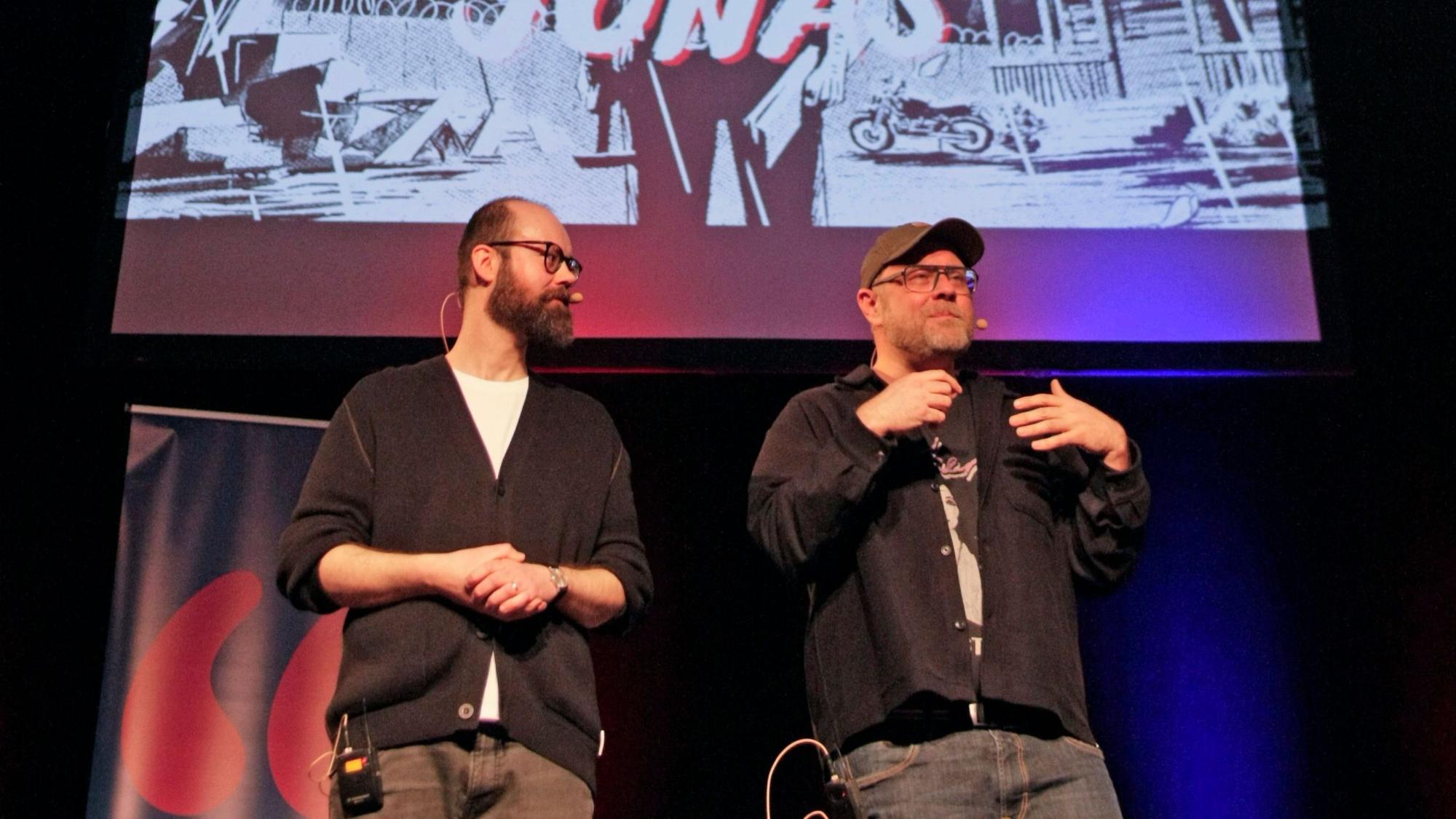 Im Rahmen der lit.Cologen gaben Christopher Taubner (r.) und Marius Pawlitza Einblicke in ihren neuen Comic-Roman.