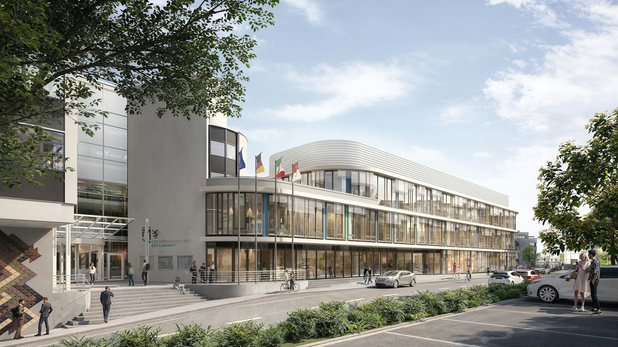 Visualisierungen des geplanten Kreishausanbaus.