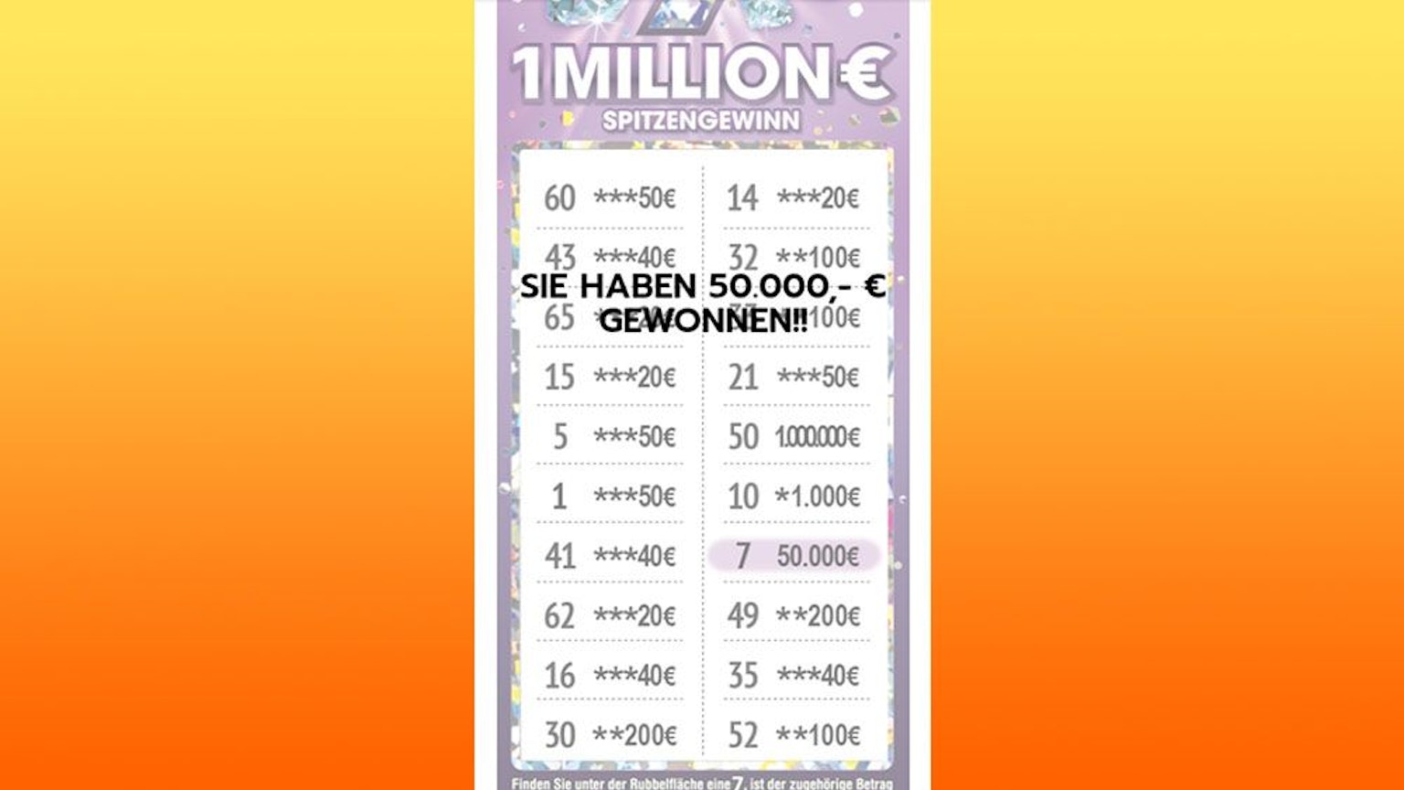 Dies ist ein Screenshot des Gewinnerloses, den der Glückspilz angefertigt hat.