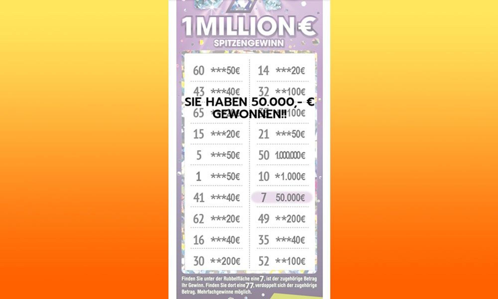 Dies ist ein Screenshot des Gewinnerloses, den der Glückspilz angefertigt hat.