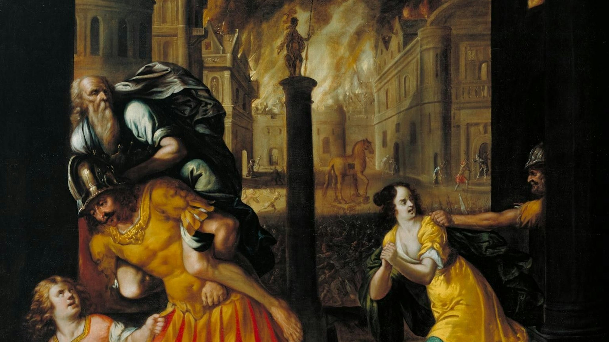 Das Gemälde „Aeneas und seine Familie fliehen aus dem brennenden Troja“ des englischen Malers Henry Gibbs aus dem Jahr 1654. Die britische Kunstinstitution Tate gibt das von den Nazis geraubte Werk an die Erben des rechtmäßigen Eigentümers zurück.