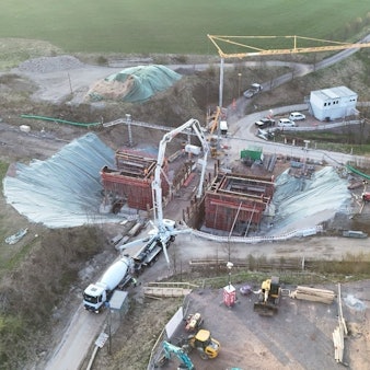 Blick aus der Vogelperspektive auf die Baustelle in Meinerzhagen.
