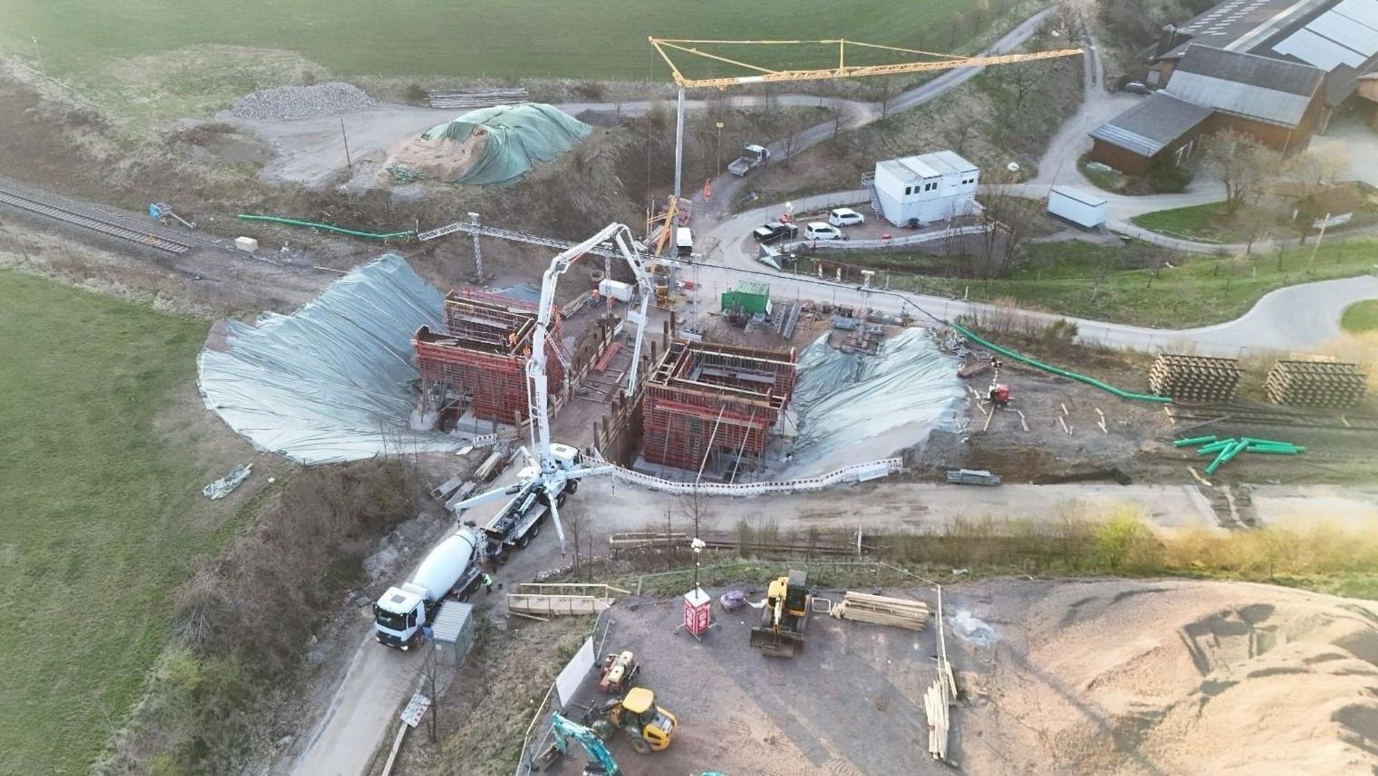 Blick aus der Vogelperspektive auf die Baustelle in Meinerzhagen.