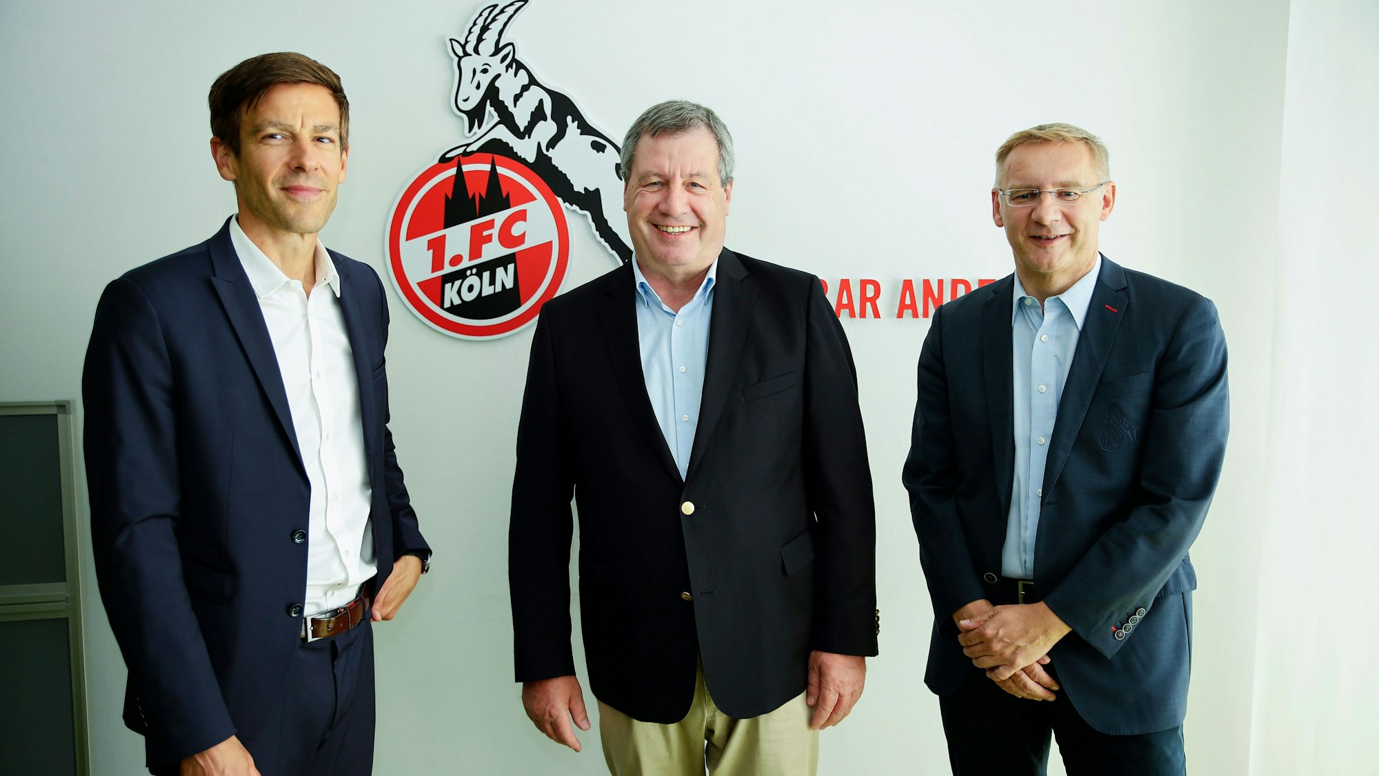 Vorstand 1. FC Köln v.l. Carsten Wettich, Werner Wolf und Eckhard Sauren.