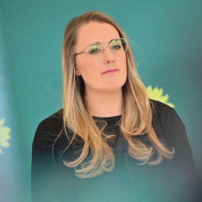 Katharina Dröge, Vorsitzende der Bundestagsfraktion von Bündnis 90/Die Grünen, während eines Pressestatements. (Archivbild)